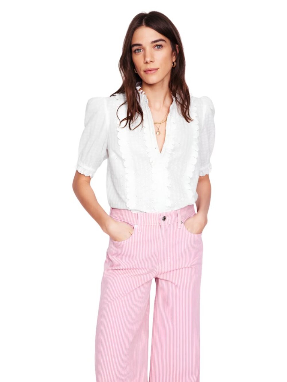 NWT Boden Feminine Cotton Blouse White US Size 16-18